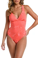 La Blanca Island Palm One-Piece Swimsuit Coral at Nordstrom,