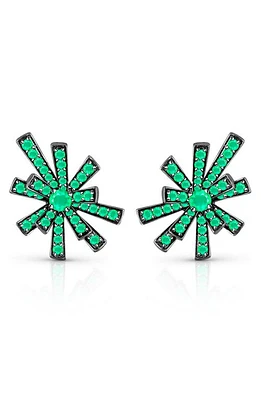 Hueb Emerald Starburst Stud Earrings in White Gold And Black Rhodium at Nordstrom