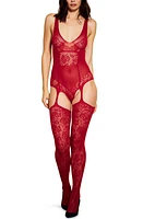 Hauty Low Back Hosiery Catsuit in Burgundy at Nordstrom