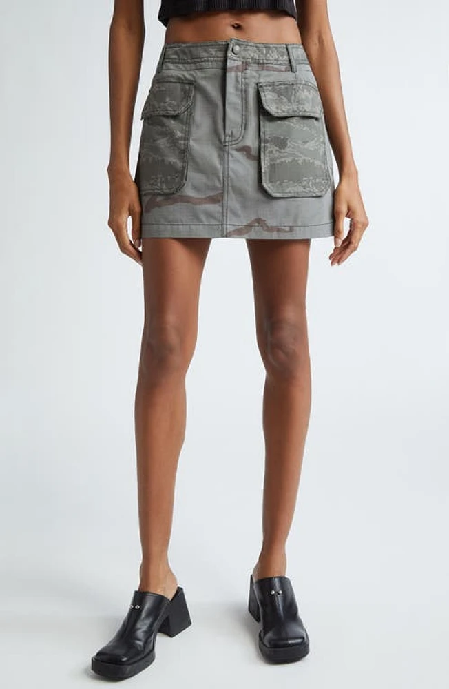 Marine Serre Camo Ripstop Cargo Miniskirt in Dark Grey at Nordstrom, Size 6 Us