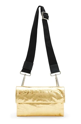 AllSaints Ezra Metallic Leather Crossbody Bag in Gold at Nordstrom