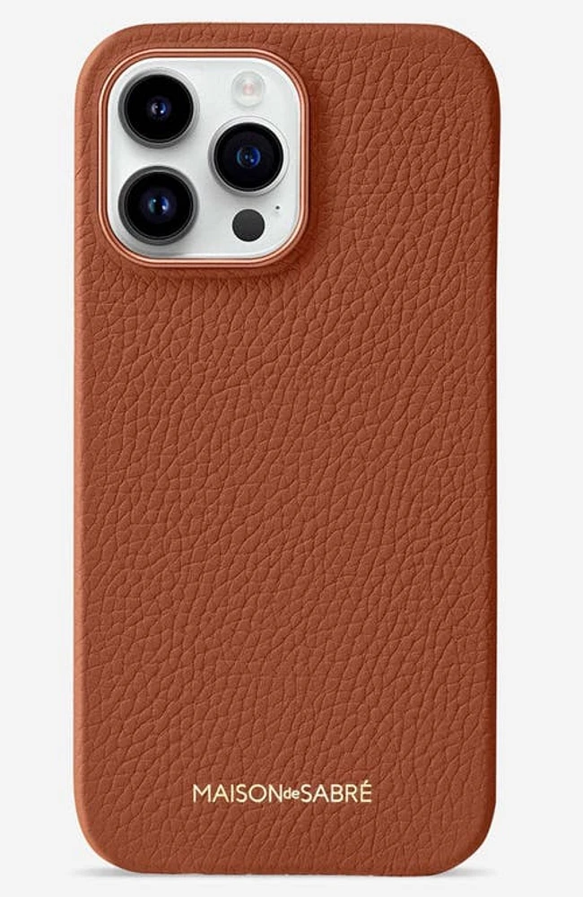 MAISON de SABRÉ Leather Phone Case in Walnut Brown at Nordstrom, Size Iphone 14 Pro Max