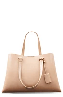 MANGO Double Compartment Faux Leather Shopper Bag in Light/Pastel Brown at Nordstrom