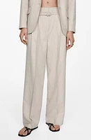 MANGO Gina Pinstripe Pants Light Beige at Nordstrom,