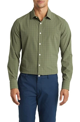 Mizzen+Main Leeward Trim Fit Plaid Performance Button-Up Shirt Sage Lexington at Nordstrom,