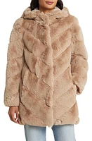 bcbg Chevron Faux Fur Hooded Jacket at Nordstrom,