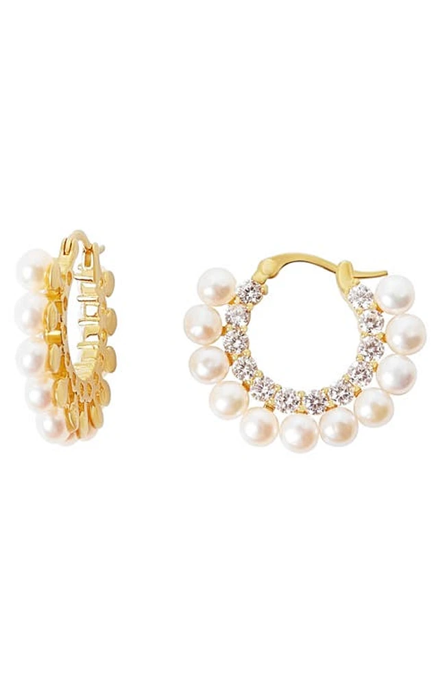 The M Jewelers The Dani Crystal & Pearl Hoop Earrings in Gold at Nordstrom