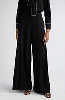 Carolina Herrera Pleated Wide Leg Pants Black/Pearl at Nordstrom,