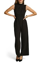 Donna Karan New York Pleated Sleeveless Straight Leg Jumpsuit Black at Nordstrom,