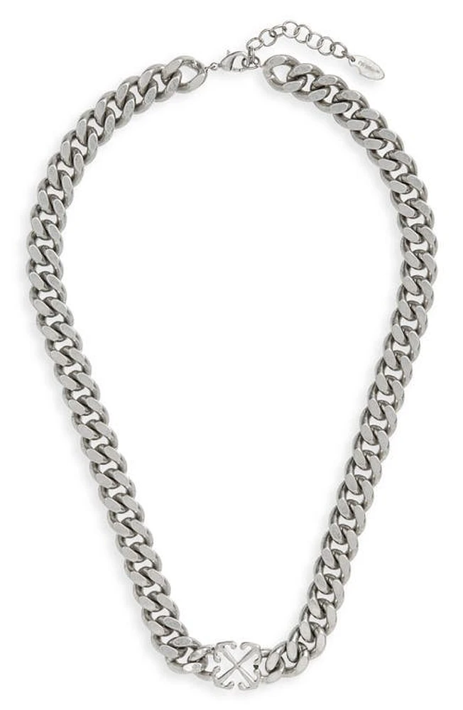 Off-White Arrows Curb Chain Necklace in Silver at Nordstrom