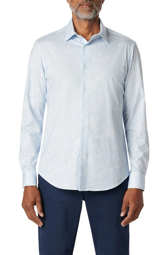 Bugatchi James OoohCotton Tile Print Button-Up Shirt Sky at Nordstrom,