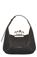 Alexander McQueen Jeweled Denim Hobo in 4290 Denim/Black at Nordstrom