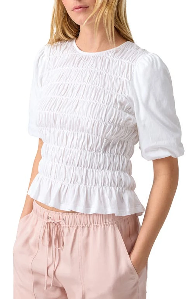 Sanctuary Together Again Shirred Puff Sleeve Top White at Nordstrom,