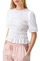 Sanctuary Together Again Shirred Puff Sleeve Top White at Nordstrom,