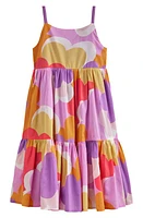 Mini Boden Kids' Heart Print Tiered Cotton Sundress Jam Red Daisy Cloud at Nordstrom,