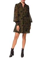 CIEBON Suxie Geo Print Long Sleeve Mini Shirtdress Green Multi at Nordstrom,