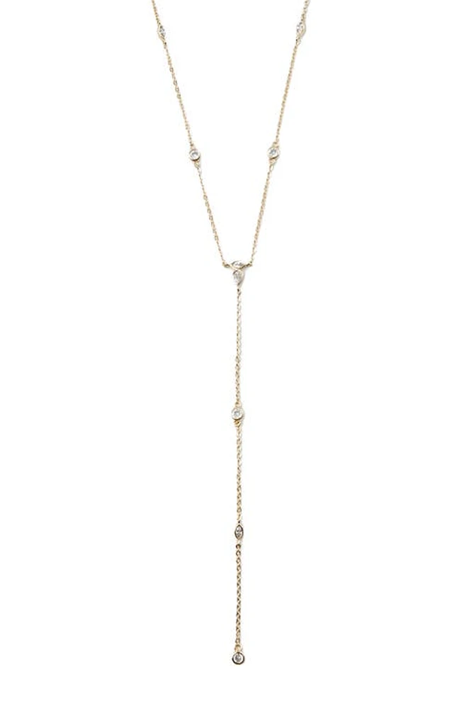 Argento Vivo Sterling Silver Cubic Zirconia Station Y-Necklace in Gold at Nordstrom