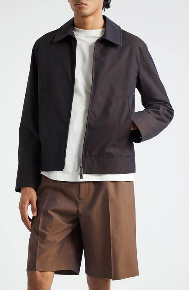 burberry Cotton Twill Harrington Jacket Black/Tan at Nordstrom,