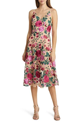 Sam Edelman Rose Embroidery Sleeveless A-Line Dress Blush Multi at Nordstrom,