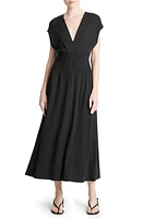 Vince Pintuck V-Neck Maxi Dress Black at Nordstrom,