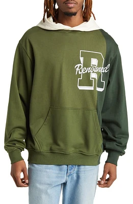 Renowned Collegiate Colorblock Cotton Graphic Hoodie Green at Nordstrom,