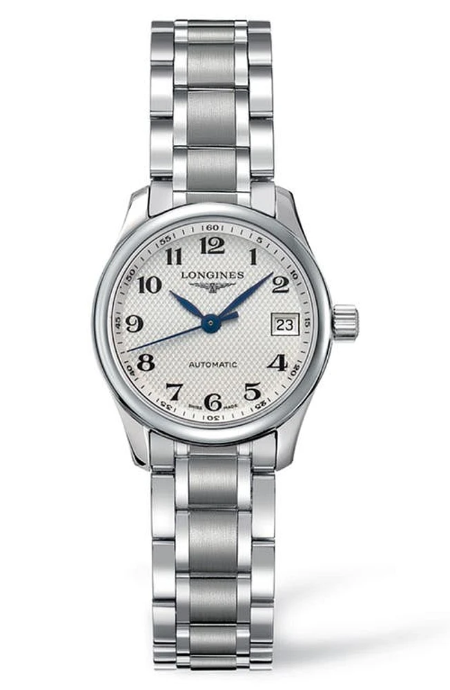 Longines Master Automatic Bracelet Watch, 25.5mm in Silver/Black/Silver at Nordstrom