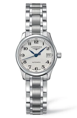 Longines Master Automatic Bracelet Watch, 25.5mm in Silver/Black/Silver at Nordstrom