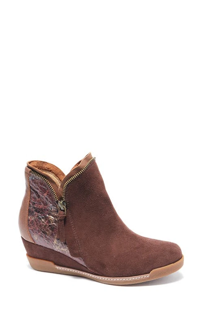 Hälsa Footwear Dana Wedge Bootie Dark Brown Suede With Foliage at Nordstrom,