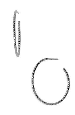 Argento Vivo Sterling Silver Argento Vivo Textured Hoop Earrings at Nordstrom