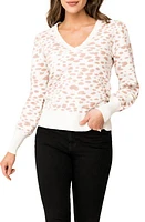 GIBSONLOOK Cupid Spot Jacquard V-Neck Sweater White Adobe Rose at Nordstrom,