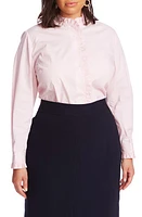 Court & Rowe Ruffle Trim Button-Up Top Chambray Pink at Nordstrom,