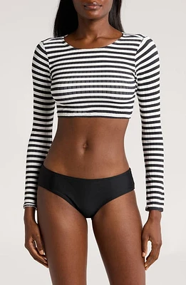 Solid & Striped The Rashguard Swim Top Blackout X Marshmallow at Nordstrom,