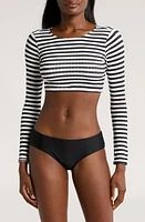 Solid & Striped The Rashguard Swim Top Blackout X Marshmallow at Nordstrom,