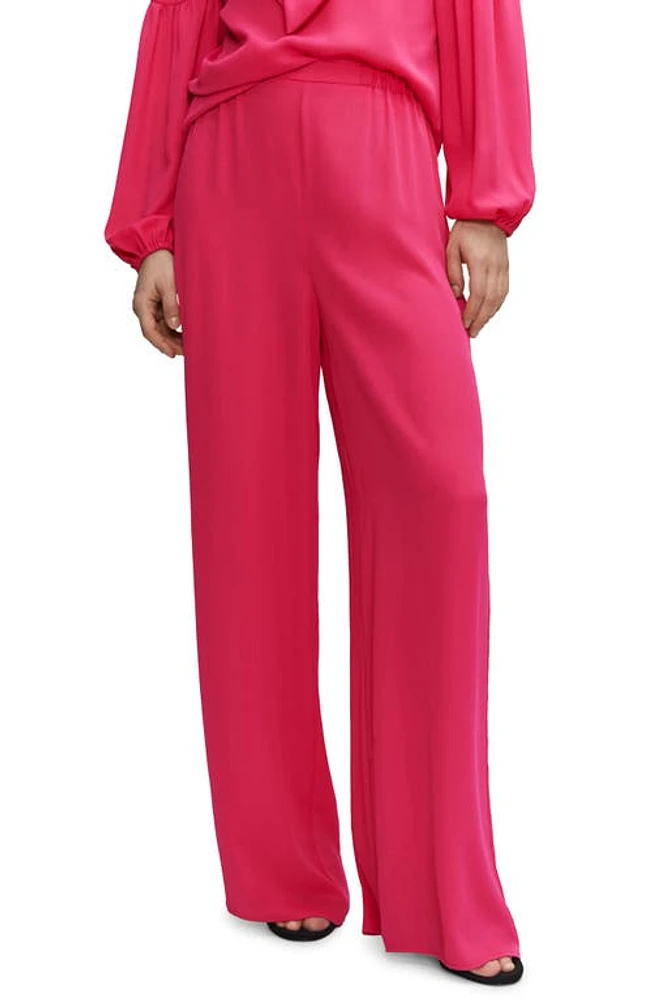 MANGO Pull-On Wide Leg Pants in Fuchsia at Nordstrom, Size Small