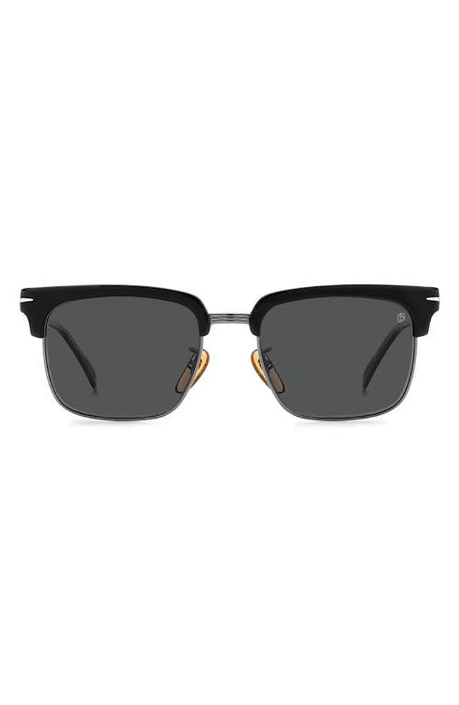 David Beckham Eyewear 55mm Polarized Rectangular Sunglasses in Black Dark Ruthenium at Nordstrom