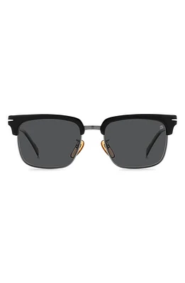 David Beckham Eyewear 55mm Polarized Rectangular Sunglasses in Black Dark Ruthenium at Nordstrom