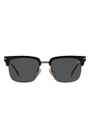 David Beckham Eyewear 55mm Polarized Rectangular Sunglasses in Black Dark Ruthenium at Nordstrom