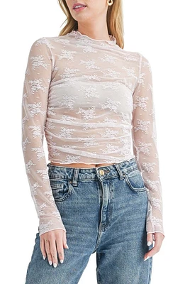 All Favor Lace Mesh Top Light Lilac at Nordstrom,