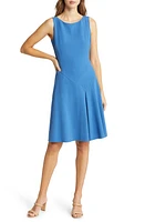 Tahari ASL Inverted Pleat A-Line Sleeveless Dress Azure Blue at Nordstrom,