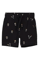 MILES BABY Kids' Toucan Print Organic Cotton Shorts Black at Nordstrom,