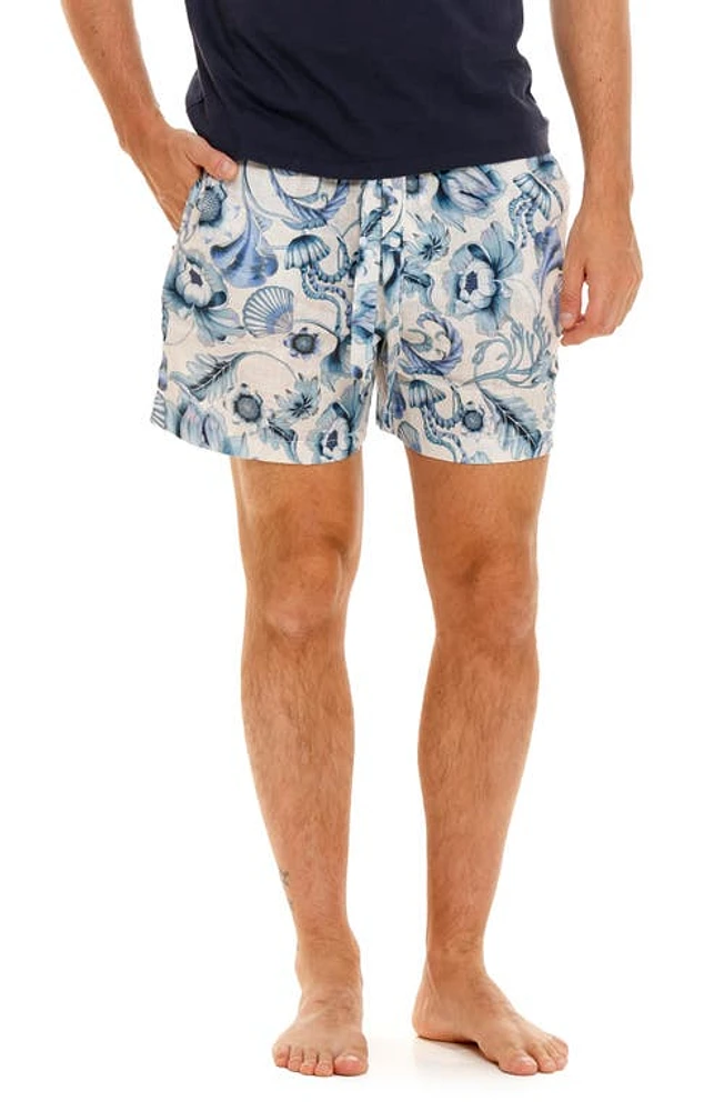 The Lazy Poet Ben Blue Medusa Linen Pajama Shorts at Nordstrom,