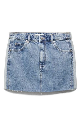 MANGO Olivia Raw Hem Two Tone Denim Miniskirt at Nordstrom,