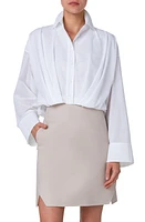 Akris Pleated Waist Cotton Voile Button-Up Shirt Ecru at Nordstrom,