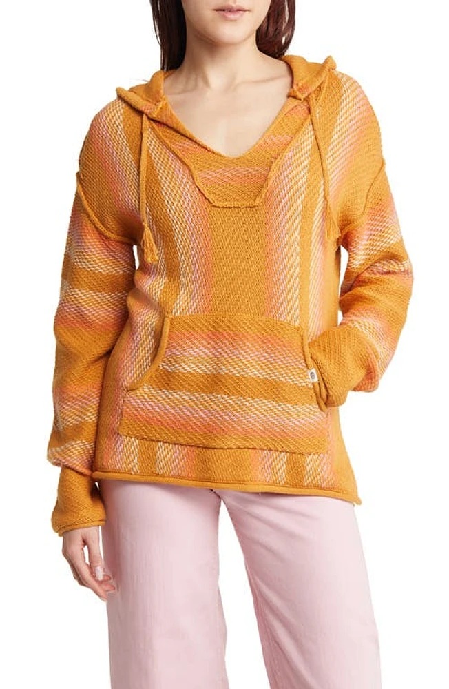 Rip Curl Day Break Stripe Hooded Poncho Gold at Nordstrom,