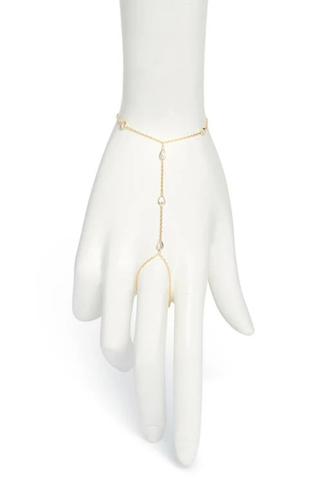 SHYMI Cubic Zirconia Station Hand Chain in Gold/White at Nordstrom