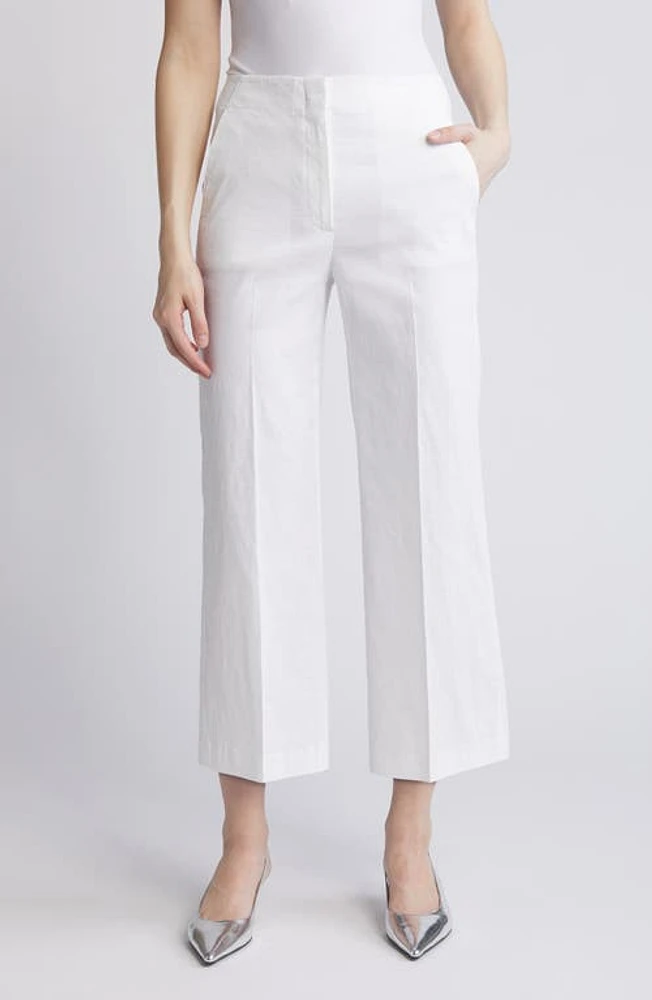 Theory Clean Terena Linen Blend Pants White at Nordstrom,