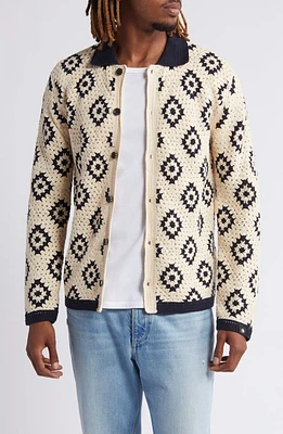 Scotch & Soda Crochet Cardigan Navy at Nordstrom,