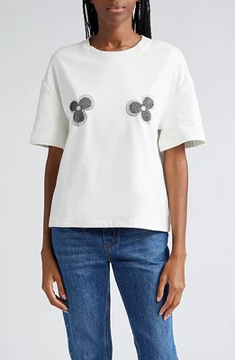 Area Crystal Embellished Flowers Oversize T-Shirt Whipped White at Nordstrom,