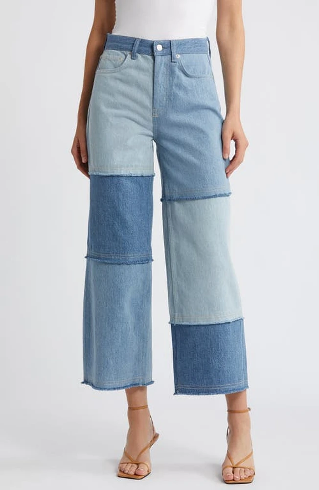 Rails Getty Patchwork High Waist Ankle Wide Leg Jeans Light Indigo at Nordstrom,