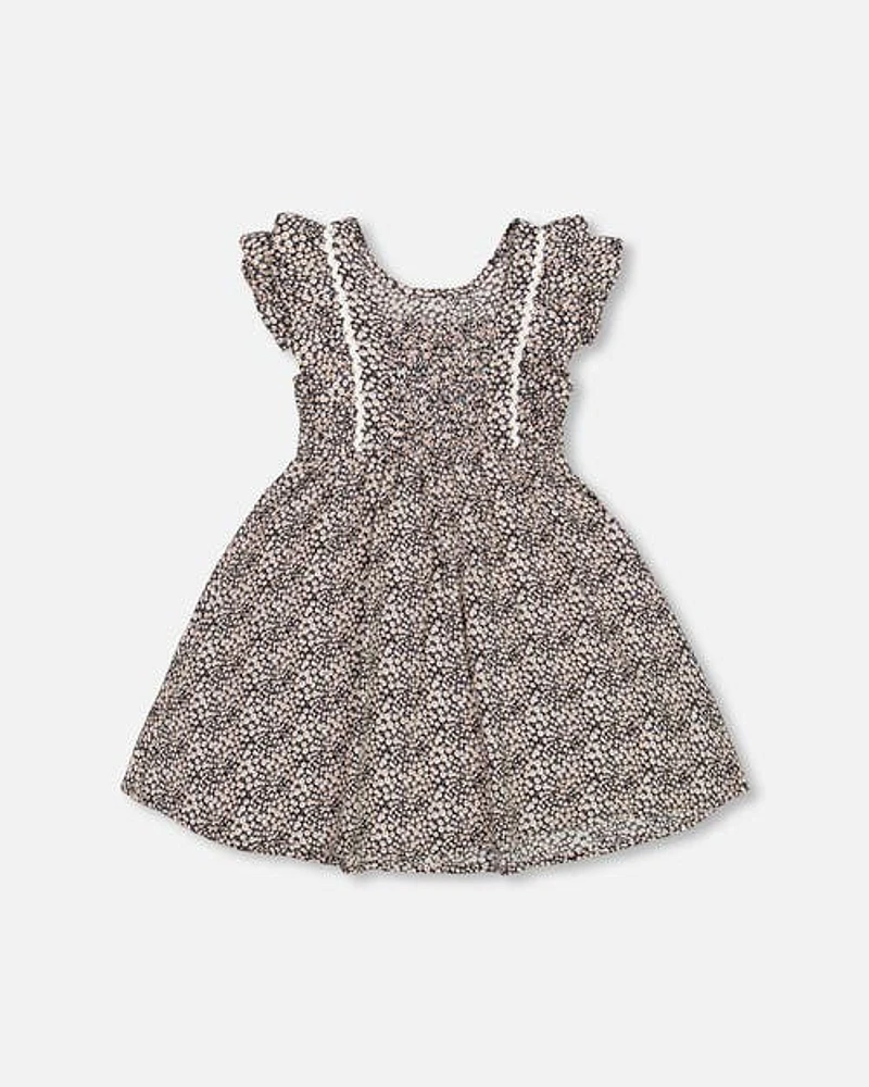 Deux Par Deux Girl's Casual Dress Printed Small White Flowers at Nordstrom